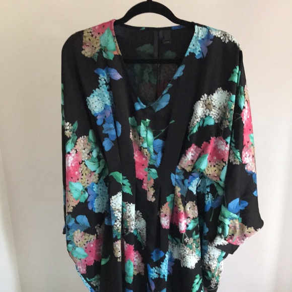 MANGO Floral Print Silky Batwing Sleeve Maxi Dress - Picture 9 of 15